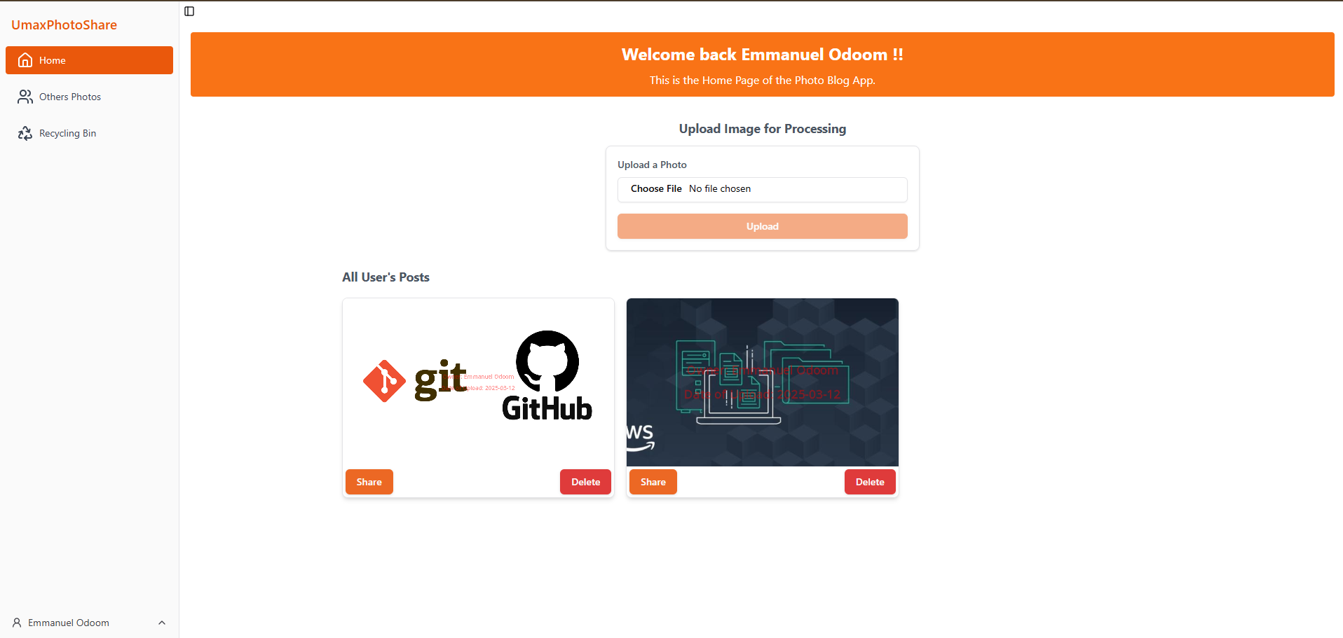 photo blog application
